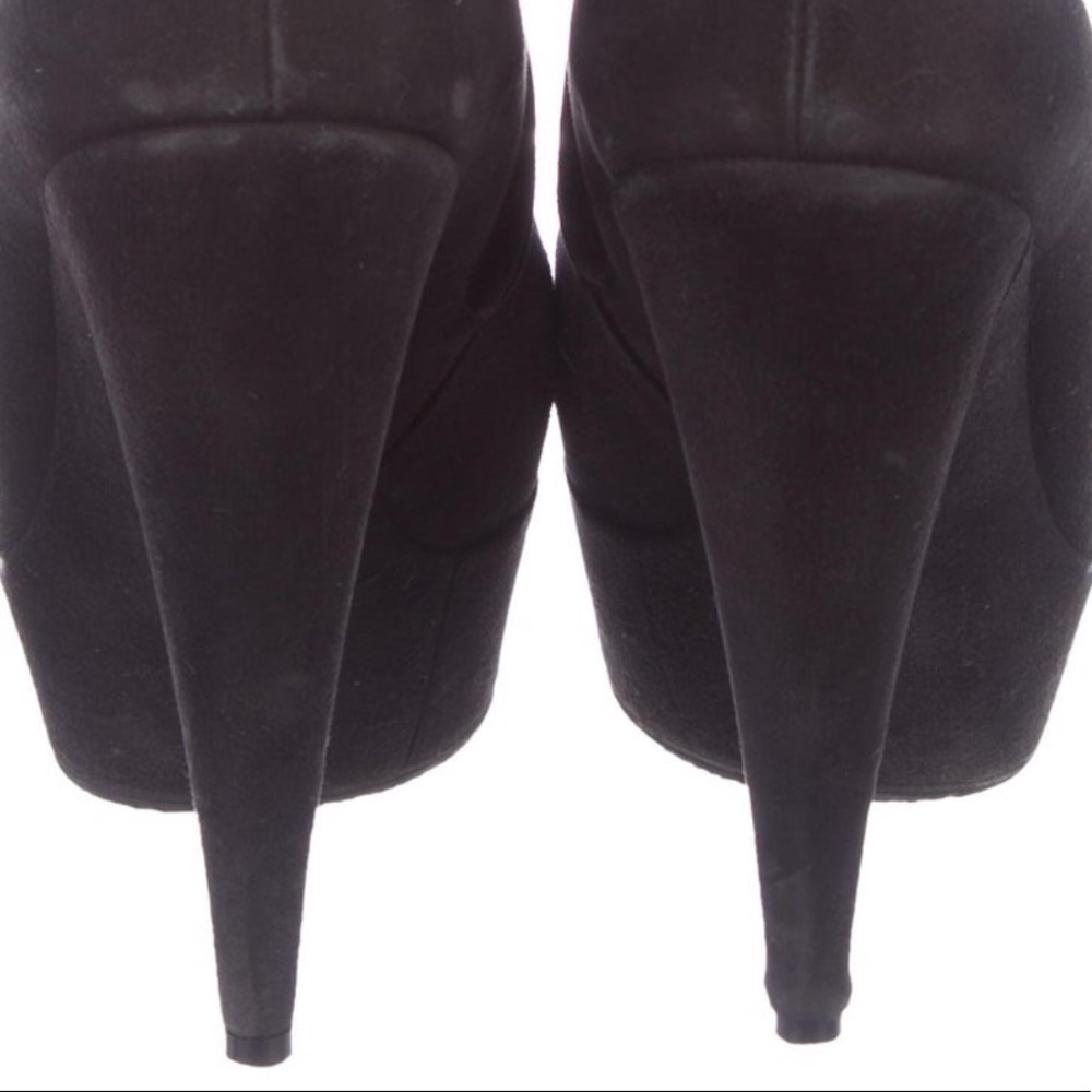 ❤️ Yves Saint Laurent Black Suede Platform Booties ❤️ F4 - Picture 8 of 15